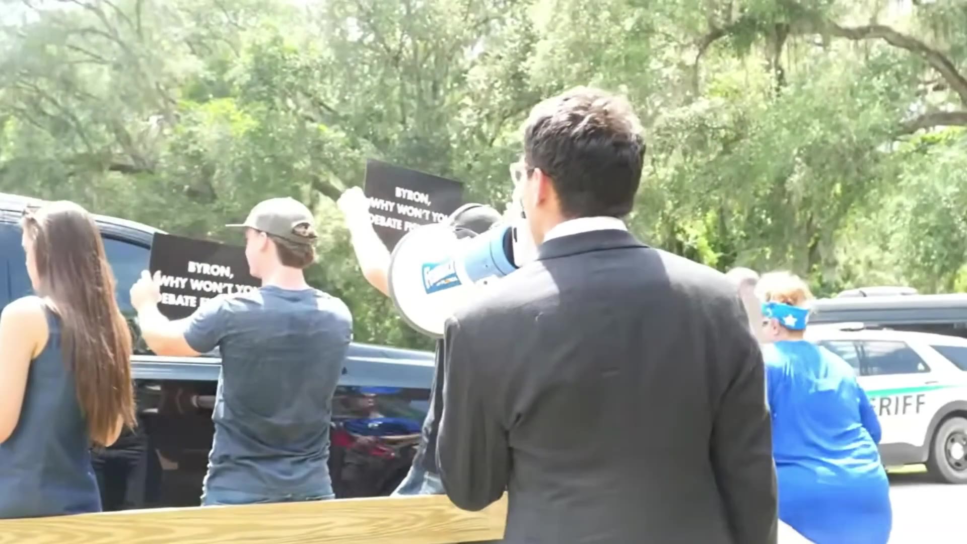 Bullhorns and 'Blah-Blah' Gestures: Fishback Crashes Donalds Campaign Event in Lake City